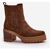 Boto Women's Heeled Boots Made Of Eco Suede Insulated Dark Brown Nevitas | Shoptok.si