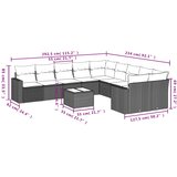  11-dijelni set vrtnih sofa od poliratana s jastucima crni | shoptok.hr