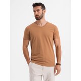 Ombre Men's BASIC classic cotton T-shirt with a v-neck - brown | Shoptok.si
