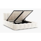 Micadoni Home Kremno bela oblazinjena zakonska postelja s prostorom za shranjevanje z letvenim dnom 200x200 cm Lupine – | Shoptok.si