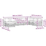  Set vanjskih sofa 8 kom. Prirodna i krem Čvrsto drvo akacije 406 x 247,5 x 73 cm | Shoptok.si