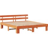  Krevetna konstrukcija s uzglavljem Smeđa 200x200 cm Čvrsta borovina | shoptok.hr