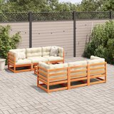  7-dijelni set vrtnih sofa s jastucima voštano smeđi od borovine | shoptok.hr