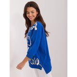 Fashion Hunters cobalt blue women's blouse with 3/4 sleeves cene