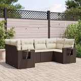  6-dijelni set vrtnih sofa od poliratana s jastucima smeđi | shoptok.hr
