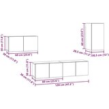 vidaXL Komplet TV omaric s polico Drugo 4 pcs Črni hrast 30.5 x 30 x 60 cm | Shoptok.si