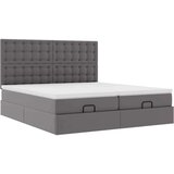 vidaXL Otomanski posteljni okvir z vzmetnicami siv 200x200cm um. usnje | Shoptok.si