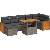 vidaXL 7-dijelni set vrtnih sofa poliratan i bagrem s jastucima sivi | shoptok.hr