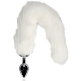 Ouch Fox Tail with Metal Butt Plug White Cene