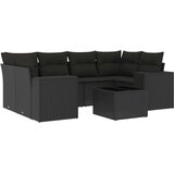  7-dijelni set vrtnih sofa od poliratana s jastucima crni | shoptok.hr