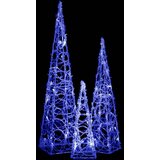  Set akrilnih ukrasnih LED stožaca plavi 30/45/60 cm | shoptok.hr