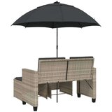 vidaXL Vrtna sofa 2-sjed sa suncobranom i tabureima svijetlo sivi | shoptok.hr