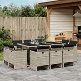 vidaXL 11-dijelni vrtni blagovaonski set s jastucima svijetlosivi | shoptok.hr
