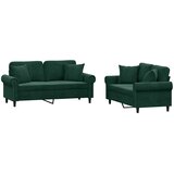  2-dijelni set sofa s jastucima tamnozeleni baršunasti | shoptok.hr