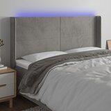 vidaXL LED posteljno vzglavje svetlo sivo 163x16x118/128 cm žamet | Shoptok.si