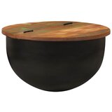  Stolić za kavu crni 50 x 27 cm od masivnog obnovljenog drva | shoptok.hr