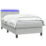 Box Spring krevet s madracem i LED svijetlo sivi 90x220 cm baršun | shoptok.hr