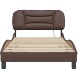  Okvir kreveta s LED svjetlima smeđi 100 x 200 cm umjetna koža | shoptok.hr