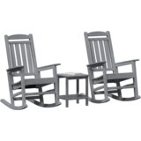  Set od 3 komada vrtnih lounge stolica svjetlosiva HDPE | shoptok.hr