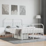 vidaXL Metalni okvir kreveta uzglavlje i podnožje bijeli 120x200 cm Cijene