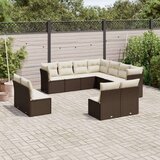 vidaXL 11-dijelni set vrtnih sofa od poliratana s jastucima smeđi | shoptok.hr