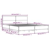  Posteljni okvir rjav hrast 140x200 cm inženirski les in kovina | Shoptok.si