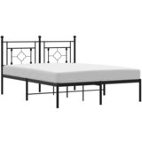 Maison Chic Kovinski Posteljni okvir - Dvoposteljna postelja - Zakonska postelja z vzglavjem črn 135x190 cm, (21693300) | Shoptok.si