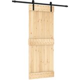  Klizna vrata Prirodna i crna 80 x 210 cm Čvrsta borovina | shoptok.hr
