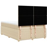 vidaXL Box spring postelja z vzmetnico krem 140x200 cm blago | Shoptok.si