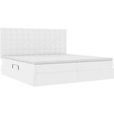  Krevet S LED lampica s uzglavljem Čista bijela 200 x 200 cm PVC | shoptok.hr