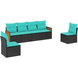 vidaXL Vrtni set od 6 dijelova s jastucima crni poliratan - Crna Bez stola 1 | shoptok.hr