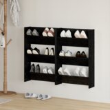 vidaXL Omare za čevlje na steni 2 pcs Črni hrast 60 x 18 x 60 cm | Shoptok.si