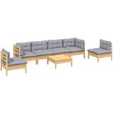  Vrtna sedežna garnitura 7-delna s sivimi blazinami borovina, (20973138) | Shoptok.si
