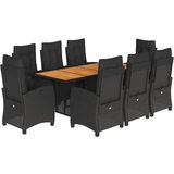  9-dijelni vrtni blagovaonski set s jastucima crni od poliratana | shoptok.hr