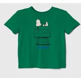 United Colors Of Benetton Otroška bombažna kratka majica X Peanuts zelena barva