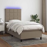 box spring s madracem LED smeđesivi 90x200 cm tkanina | shoptok.hr