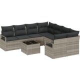  9-delna vrtna garnitura z blazinami Svetlo siva Poly Rattan | Shoptok.si