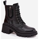VINCEZA Leather Women's Block Heel Boots Insulated | shoptok.hr