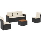  The Living Store Vrtna sedežna garnitura 6-delna z blazinami črna poli ratan - Vrtna Sedežna Garniture, (21443408) | Shoptok.si