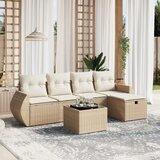  The Living Store Vrtna sedežna garnitura 6-delna z blazinami bež poli ratan - Vrtna Sedežna Garniture, (21449580) | Shoptok.si