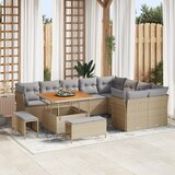 vidaXL 12-delni vrtni sofa set z blazinami Bež Poli Ratan Akacija | Shoptok.si