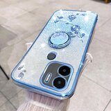 INORCO Ohišje s stojalom za Xiaomi Redmi A1+ 4G/A2+ 4G/Poco C50 4G Glitter Gradient Rhinestone Flower TPU galvansko ovitek za telefon, (22034777) | Shoptok.si