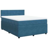 vidaXL Box spring postelja z vzmetnico modra 160x200 cm žamet | Shoptok.si
