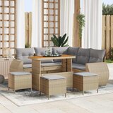 vidaXL 9-delni vrtni sofa komplet z blazinami bež poli ratan akacija | Shoptok.si