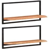  Zidne police 2 kom 80 x 25 x 35 cm masivni bagrem i čelik | shoptok.hr