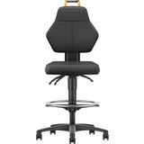 eurokraft pro Vrtljiv delovni stol, črn, s kolesi z zaviranjem med sedenjem in nožnim obročem, tekstilna prevleka | Shoptok.si