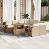 vidaXL 9-dijelni set vrtnih sofa s jastucima bež od poliratana | shoptok.hr