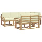  Set vanjskih sofa 7 kom. Bijela i krem Poliester Smeđa 249 x 130,5 x 73 cm | shoptok.hr