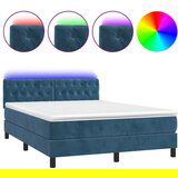 The Living Store Box spring postelja z vzmetnico LED temno modra 140x190cm žamet - Box Spring Postelja, (21492178) | Shoptok.si