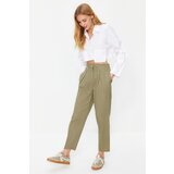 Trendyol Khaki Cotton Carrot Pattern Stripe Detailed Woven Trousers | Shoptok.si